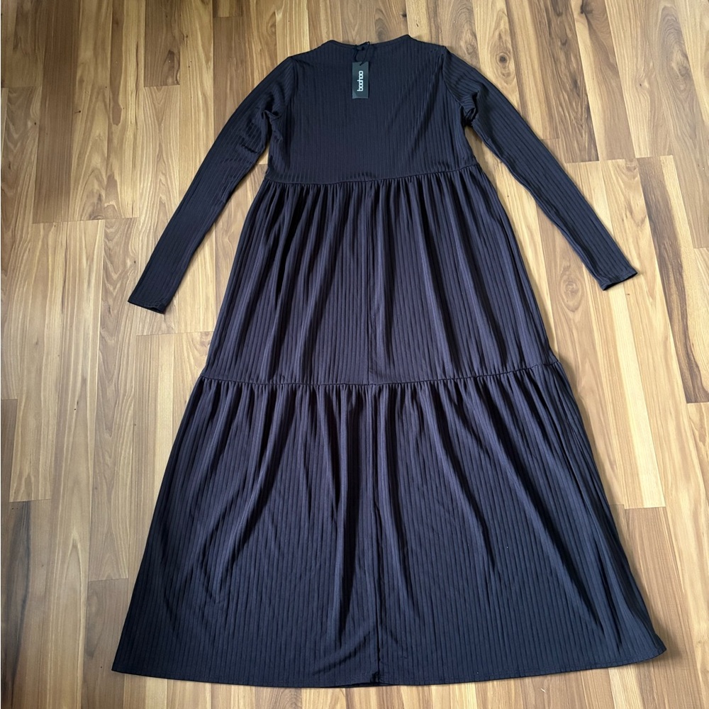 Boohoo Black Long Sleeve Maxi Dress